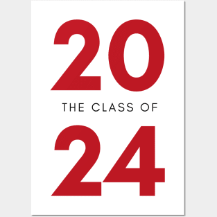 Class Of 2024. Simple Typography 2024 Design for Class Of/ Senior/ Graduation. Red Posters and Art